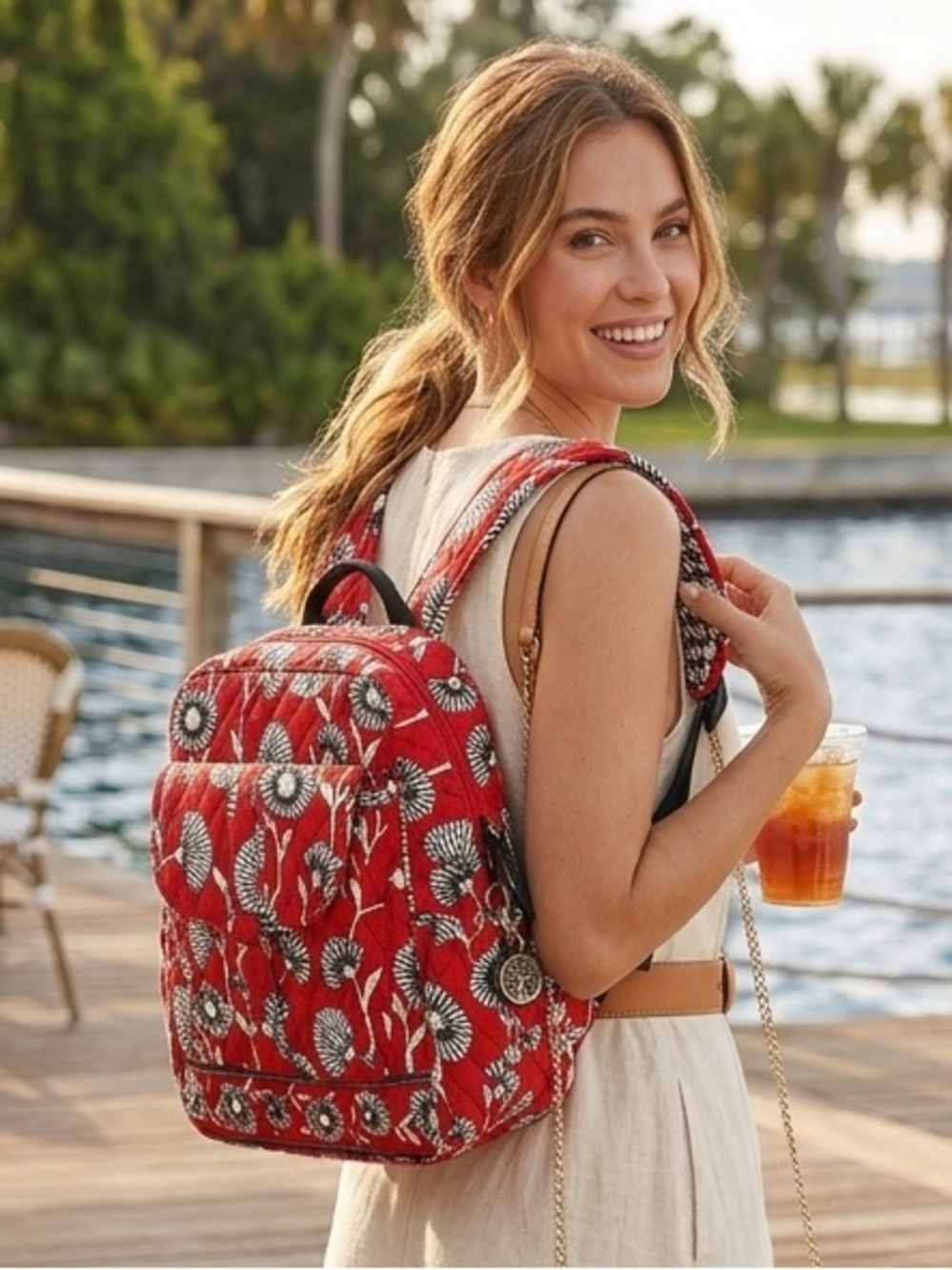 Vera Bradley NWT Vibrant Red Floral Women's Backpack